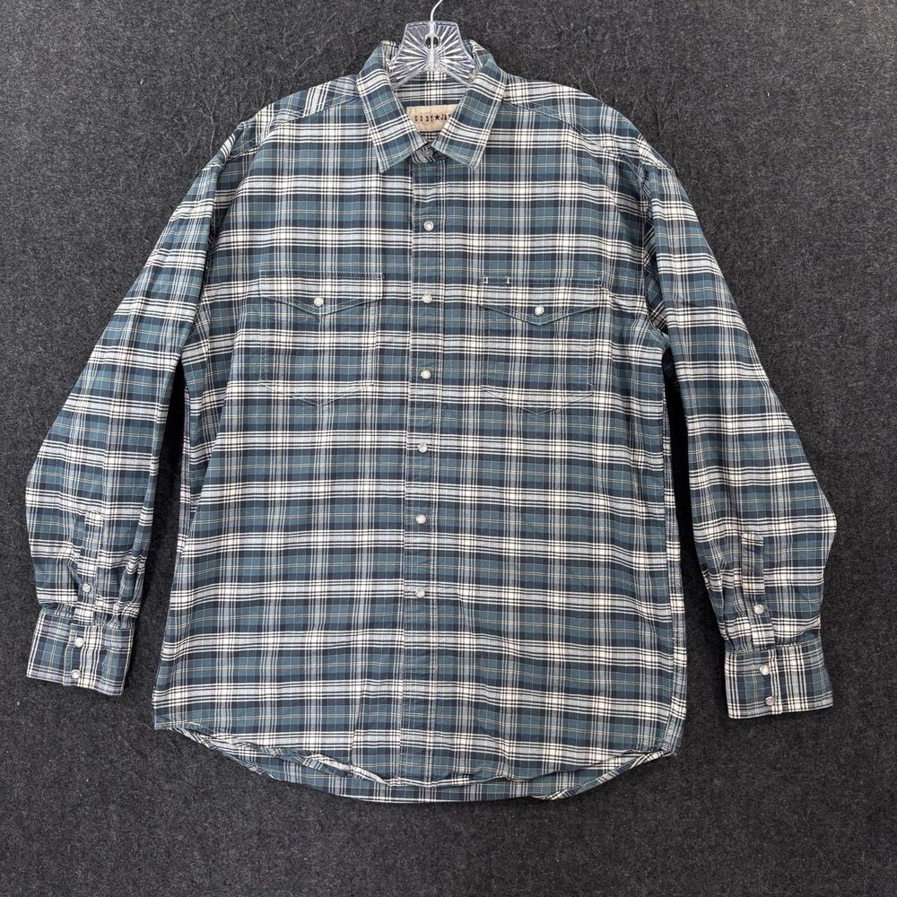 Cody James Pearl Snap Shirt Men's Large Blue Plaid Button Western Cowboy Pockets